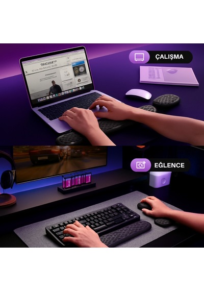 Polham Klavye Ve Mouse İçin Ergonomik Bilek Destek Seti, Ultra Yumuşak Silikon Dolgulu Kaymaz, Bilek Yastığı