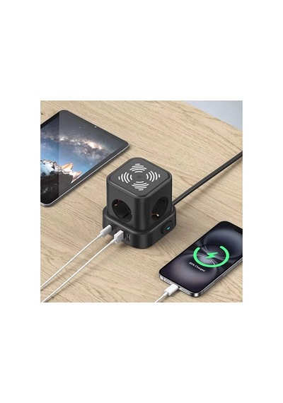 4lü Akım Korumalı Priz Gece Lambalı 2xusb 2xtype-c Çıkış Yüksek Gerilim Koruma Çoklu Priz Çoğaltıcı 0-2
