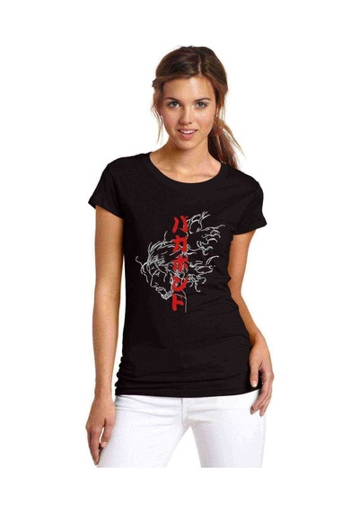 Anime One Punch Man Baskılı Siyah Kadın Tshirt (534294409)