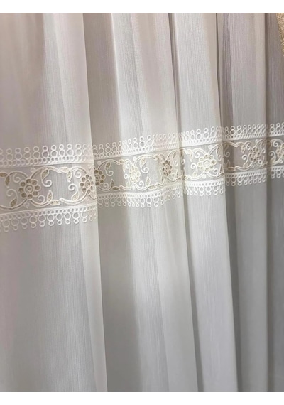 Verona 2048 Gold Çiçekli 1/3 Pileli Tül Perde, 100 X 250 Diğer