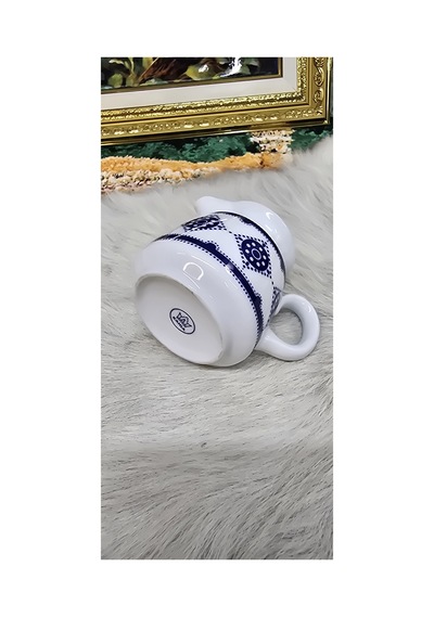 Vintage Mavi Desenli Porselen Sütlük Küçük Boy Servis Sürahisi