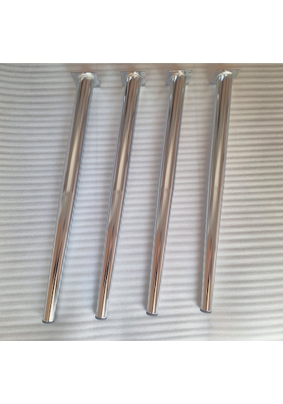 4 Adet-metal Konik Ayak-masa Ayağı-gümüş Renk-73.5cm- Açılı Ayak