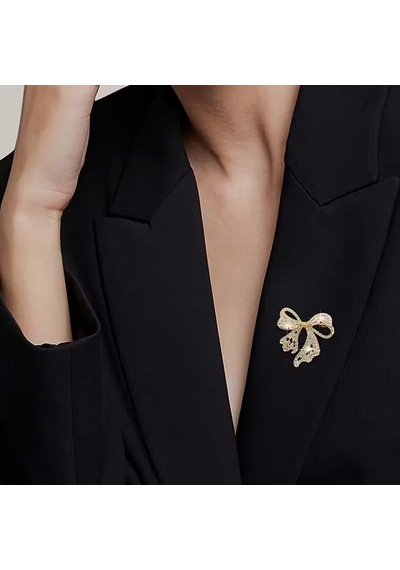Altın Renk Şık Ve Parlak Modaya Uygun Yeni Stil Benzersiz Rhinestone Fiyonk Bijuteri Broş Altın