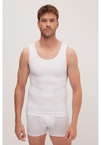 Tudors Erkek Süper Slim Fit Extra Dar Kesim Lastikli Beyaz Atlet Korse-41684 Beyaz