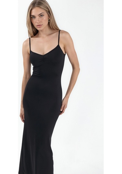 Hiccup Busem Kolsuz Midi Slip Elbise Siyah 01
