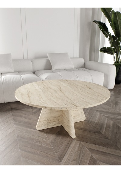 Mush 90cm Orta Sehpa Traverten Desenli - Tamamı Mdf