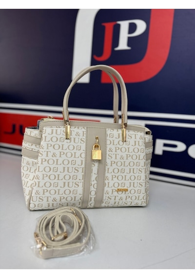 Just Polo Kadın Krem Monogram El Ve Omuz Çantası Yeni Sezon 2201mh