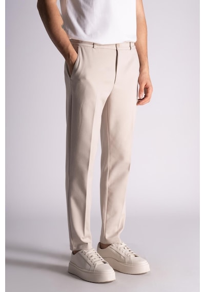 Beli Yarım Lastikli Slim Fit Chino Crop Erkek Pantolon - Açık Bej