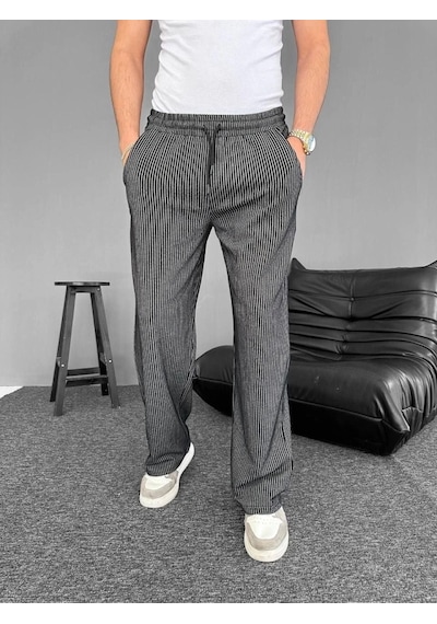 Vexor Su Yolu Çizgili Cepli Pantalon - Siyah