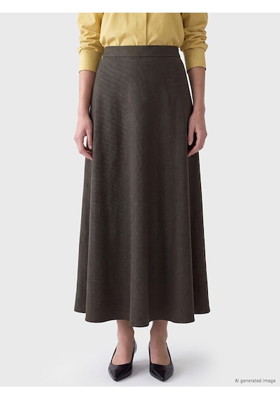 Lcw Modest Haki Beli Fermuarlı Ekose Kloş Etek