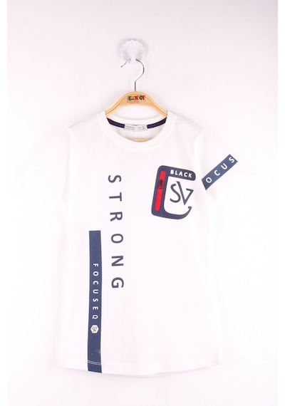 Toontoy Kids Toontoy Erkek Çocuk T-shirt Strong Baskılı Ekru