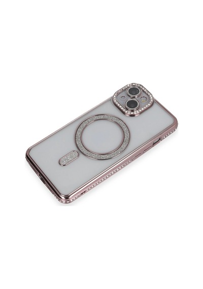 Apple  Uyumlu  iPhone 13 Kılıf Joke Simli Magneticsafe Kılıf Pembe