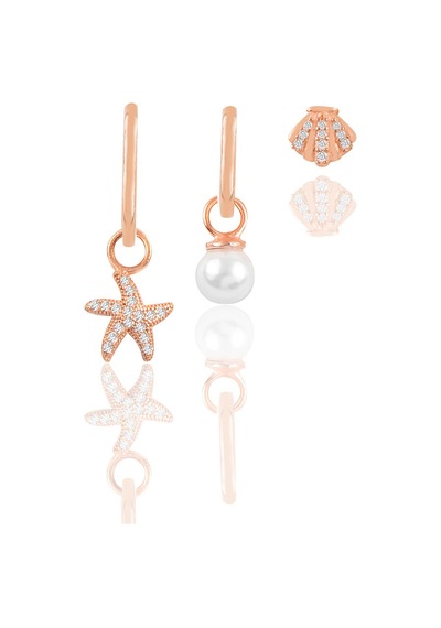 Söğütlü Silver Gümüş Rose İnci Ve Zirkon Taşlı Deniz Kombin Üçlü Küpe Seti