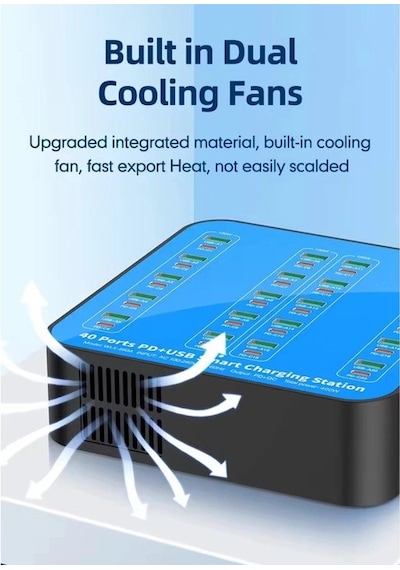 40 Portlu 400w Hızlı Şarj İstasyonu 20x Usb + 20x Type-c Pd Çıkışlı Şarj Cihazı 1 m