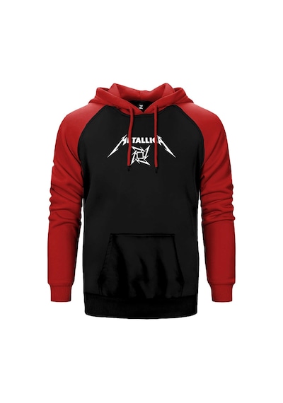 Metallica Blade Dream Text Kırmızı Renk Reglan Kol Kapşonlu Sweatshirt Kırmızı