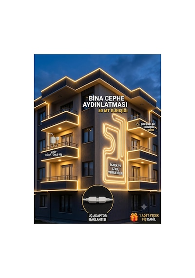 50 Metre Neon Led Şerit Led,günışığı-3000k, Esnek Led Çok Parlak,led, Kesilebilir,dekoratif Dış Aydınlatma Bahçe Aydınlatma,tavan Aydınlatma,gözalıcıaydınlatma