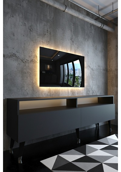 Resital Ledli Tv Sehpası - Led Işıklı - Antrasit - W9016-4