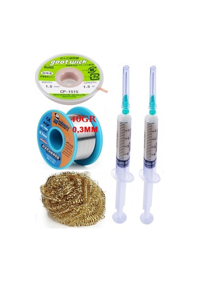 Mechanic /lehim Teli 40gr 0,3mm Lehim Toplama Cp-1515 Emme Teli 1,5mm Havya Ucu Temizleme Teli Set St04
