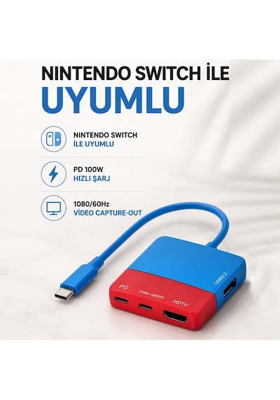 Usb-c Video Capture Docking Station 4in1 Pd 100w 4k Hdmı 1080p 60hz Capture Usb 3.2 Nintendo Switch Uyumlu