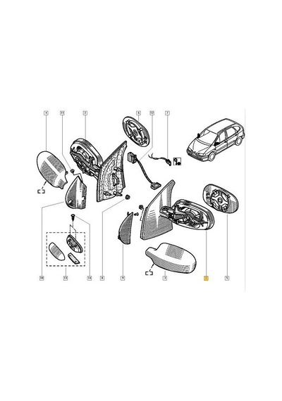Renault Megane Scenic Kapi Aynasi Sol 1999-2003 7700431542 Ren11sc008 1.6, 1.9, 2.0