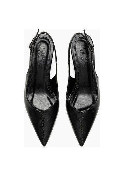 Luiza Siyah Cilt Sivri Burunlu Stiletto Kadın Ayakkabı