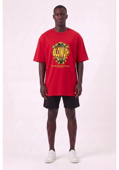 Blow Up So Hungry Kırmızı Oversize Erkek T-shirt 142756 Siyah