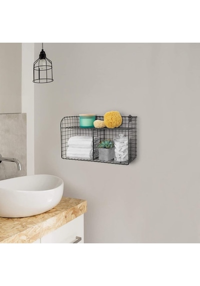 Metal Banyo Mutfak Duvar Rafı Wd107 Siyah