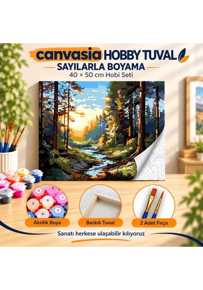 Sayılarla Boyama Numaralı Tuval Seti Boya Fırça Dahil 40x50 Cm Işığın İzinde