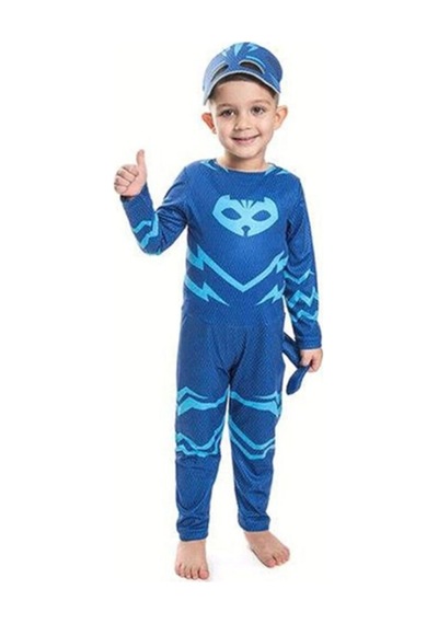 Pj Maskeliler Pj Mask Kostüm Pijamaskeliler Kedi Çocuk Kostüm - Catboy Tulum + Maskeli Set Renkli