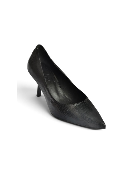 Fox Shoes Z676070007 Siyah Yılan Baskılı İnce Topuklu Kadın Stiletto Ayakkabı