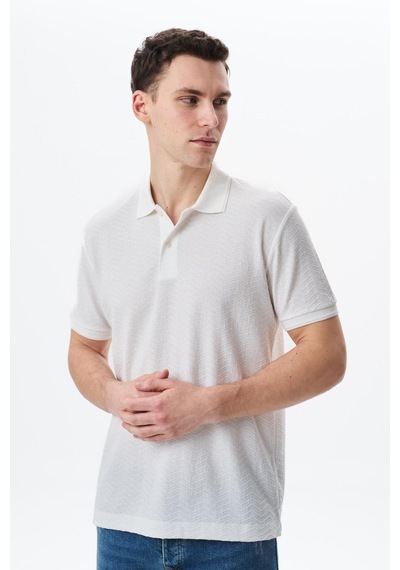 AR-MA Arma Erkek Basic Regular Fit Jakarlı Süprem Polo Yaka Tişört Y29374356402 Beyaz