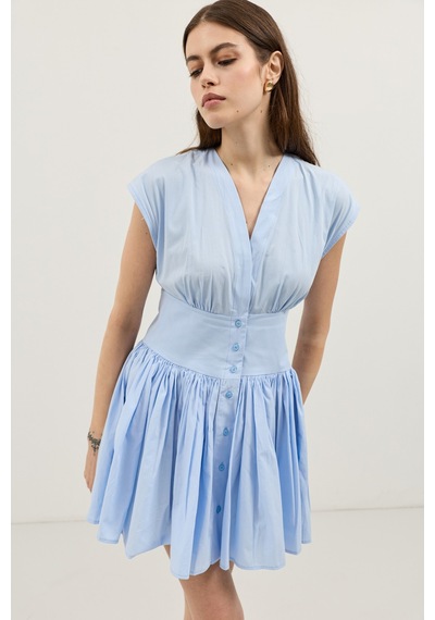 Antioch Mini Poplin Kadın Elbise Mavi