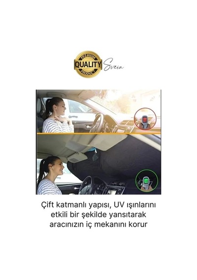 Carub Katlanabilir Ön Cam Araba Güneşliği Uv Işık Engelleyici Isı Koruması Perde Çantalı Koruma Gölgelik