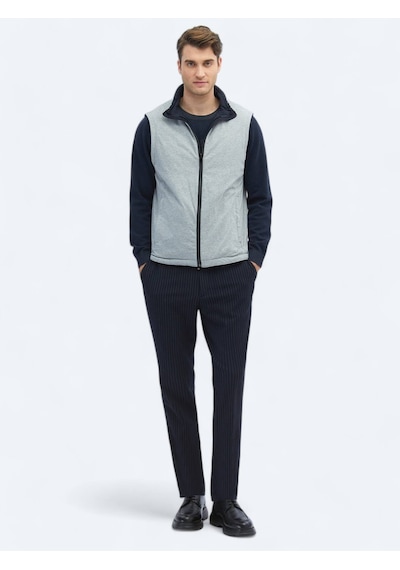Lacivert Regular Fit Dik Yaka Casual Dokuma Spor Yelek Lacivert