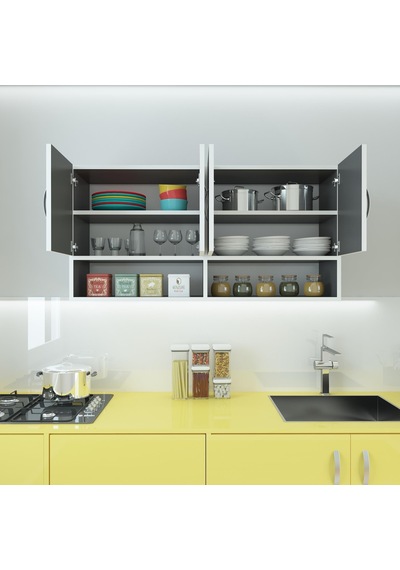 Kenzlife hazır mutfak vesper gri 060*120*32 mutfak banyo dolabı kapaklı raflı