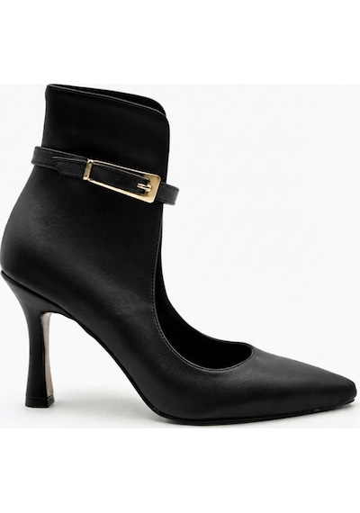 Preshley Kadın Neva Siyah Sivri Burun İnce Topuklu Kemer Detaylı Pencereli Şık Kadın Bot & Stiletto Preshley Kadın Neva Siyah Sivri Burun İnce Topuklu Kemer Detaylı Pencereli Şık Kadın Bot & Stiletto