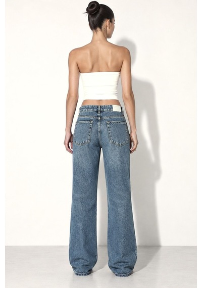 Hiccup H92 Düz Kesim Geniş Paça Denim Pantolon Mavi