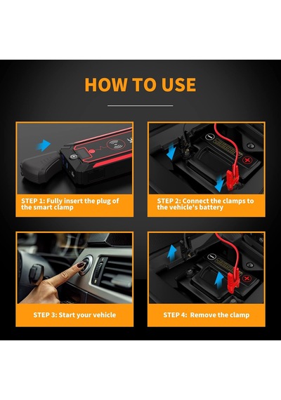 Jstar 4 24000 Mah 2500a Jump Starter Taşınabilir Akü Takviye Cihazı Kablosuz Şarj + Pusula + Çanta + Led Lamba + Powerbank