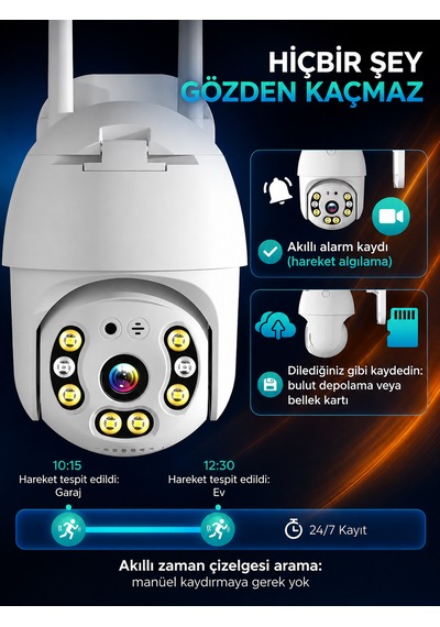 Dobest 2k Wifi Ptz Güvenlik Kamerası Kablosuz Dış Mekan 355 Dönüş 30 Metre Gece Görüşü Uzaktan Telefon Kontrollü Kamera