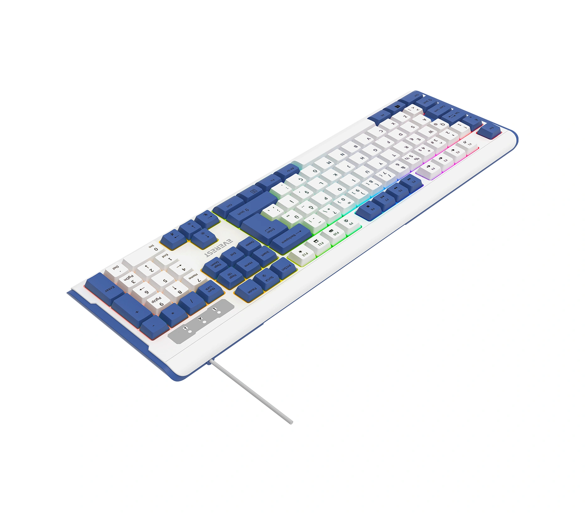 Everest Kb-74 Beyaz/mavi Usb Rainbow Aydınlatmalı Q Membrane