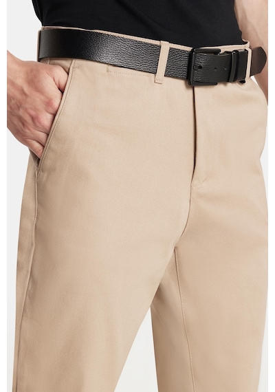 Tudors Erkek Regular Fit Chino Esnek Yandan Cepli Önü Fermuarlı Pamuklu Dokulu Bej Pantolon-34528 Bej