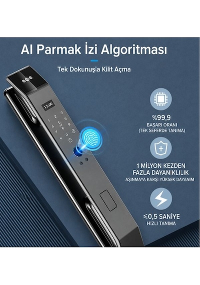 3d Yüz Tanıma Özellikli Akıllı Kapı Kilidi Tuya Wifi Uyumlu, Güvenlik Alarmı