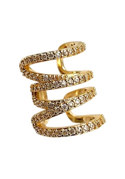 Earcuff Sıkıştırmalı Pirinç Kıkırdak Küpe Sarmal Zirkon Taşlı Altın Renk Diğer