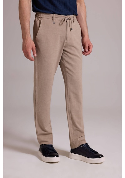 Erkek Bej Slim Fit Yazlık Yan Cepli Jogger Pantolon