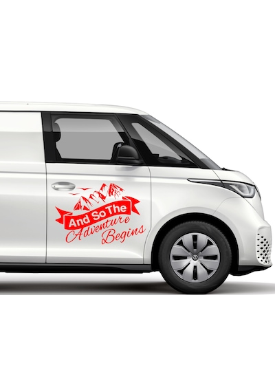 Adventure Begins Sticker - Kamp Doğa Dağ Sticker - Araba Oto Motosiklet Karavan Cam Sticker - 00084 15x10 Cm