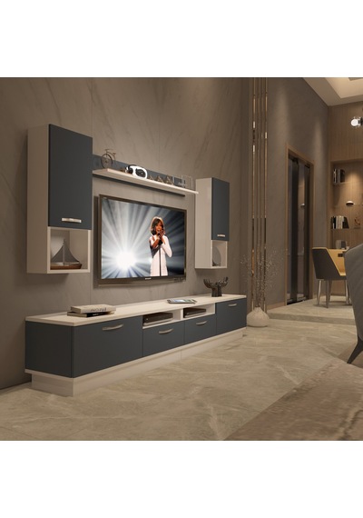 Decoraktiv Trendstyle 5220da Mdf Tv Ünitesi Tv Sehpası Beyaz - Antrasit
