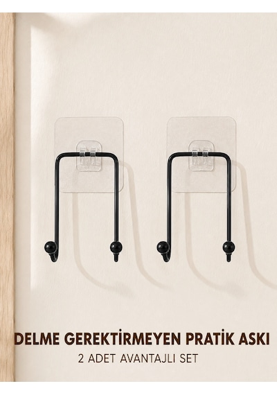 2 Adet Çok Amaçlı Yapışkanlı Askı Ev Mutfak Banyo Düzenleyici Çok Renkli