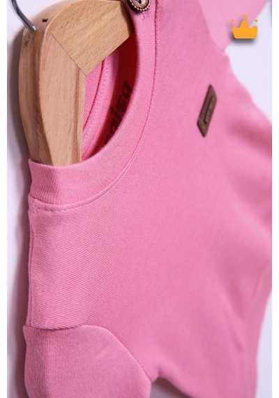 Babyhola Pamuk Düğmeli Sweat Düğmeli Pantolon Takım 236311 Pembe