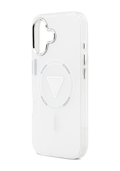 Apple Uyumlu iPhone 17 Kılıf Guess Lisanslı M-safeli Iml Baskıüçgen Logolu Metal Kamera Çerçeveli Şeffaf Şeffaf