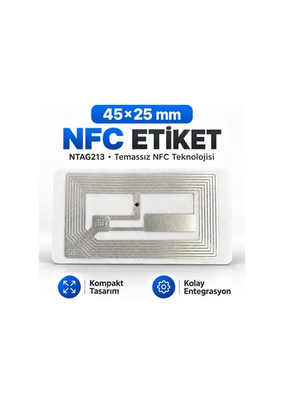 45x25 Mm Nfc Etiket Ntag213 Temassız Programlanabilir Nfc Sticker 1 Adet